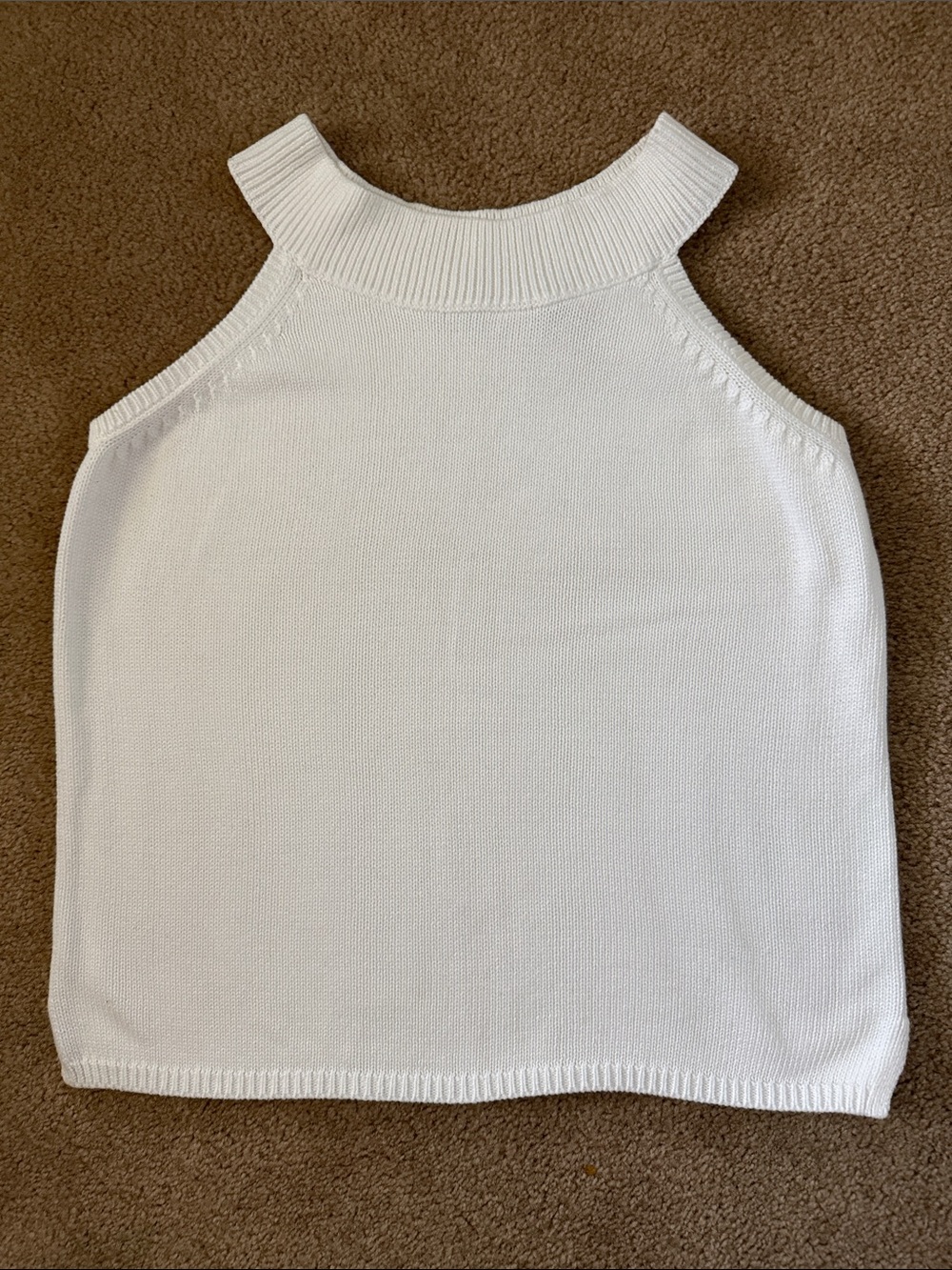 JEANNE PIERRE White Ribbed Knit sweater